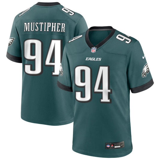 P.J. Mustipher Men's Nike Midnight Green Philadelphia Eagles Custom Game Jersey