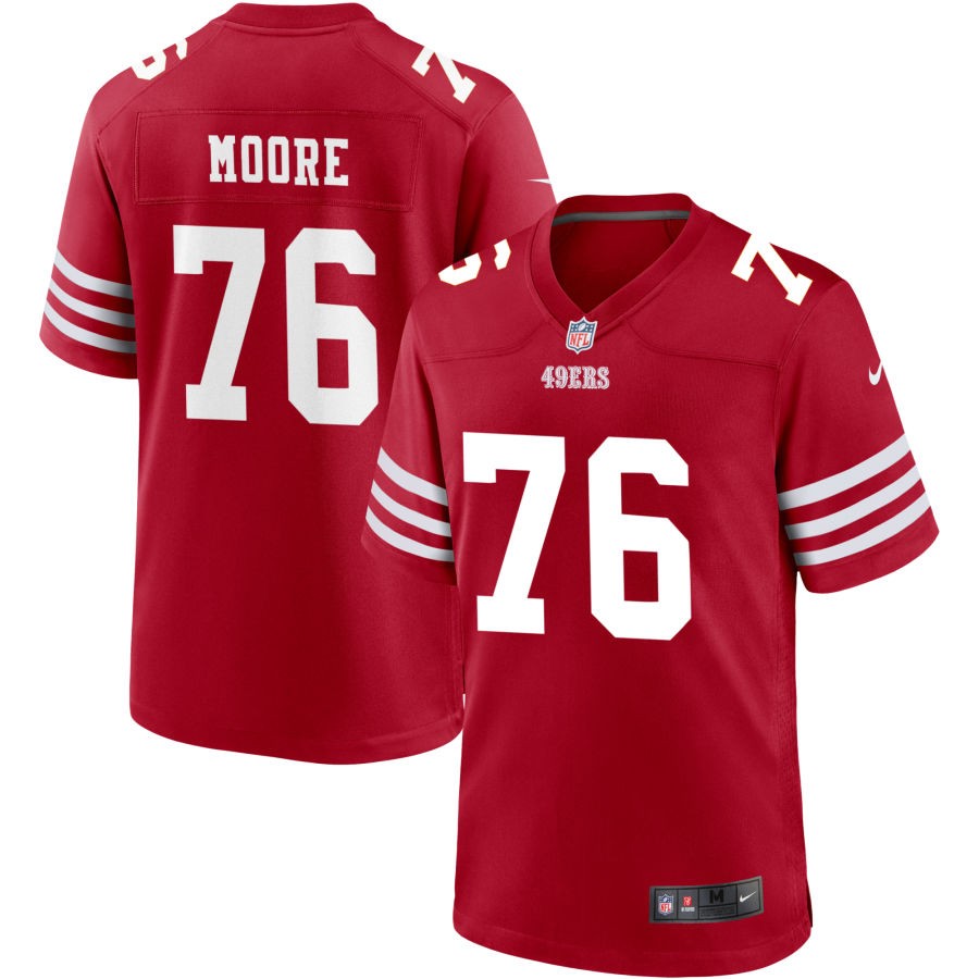 Jaylon Moore Men's Nike Scarlet San Francisco 49ers Custom Jersey