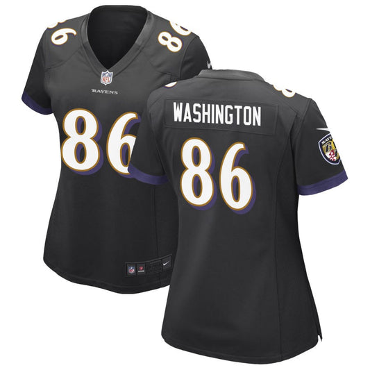 Isaiah Washington Women's Nike Black Baltimore Ravens Alternate Custom Game Jersey