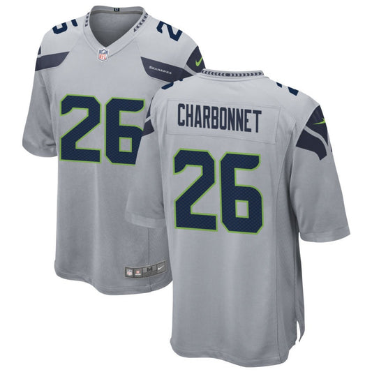 Zach Charbonnet Men's Nike Gray Seattle Seahawks Alternate Custom Game Jersey