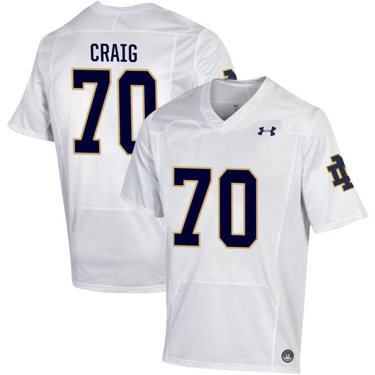 Ashton Craig Men's Under Armour White Notre Dame Fighting Irish Pick-A-Player NIL Replica Football Jersey