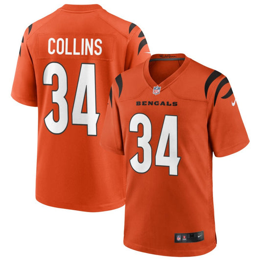 Elijah Collins Men's Nike Orange Cincinnati Bengals Alternate Game Custom Jersey