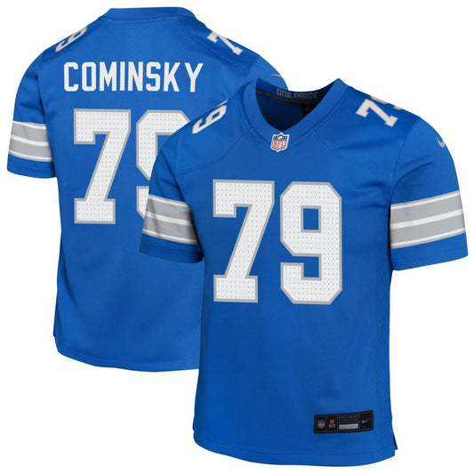 John Cominsky Youth Nike Blue Detroit Lions Custom Game Jersey