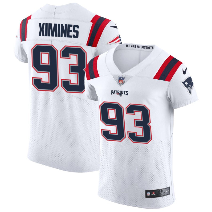 Oshane Ximines Men's Nike White New England Patriots Vapor Elite Custom Jersey