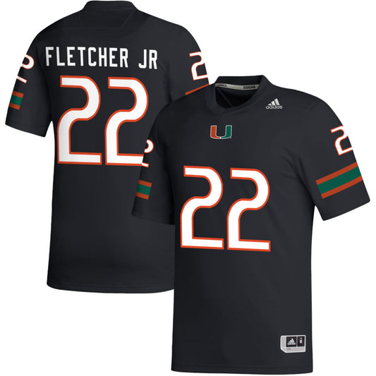 Mark Fletcher Jr Men's adidas Black Miami Hurricanes Pick-A-Player NIL Replica Football Jersey