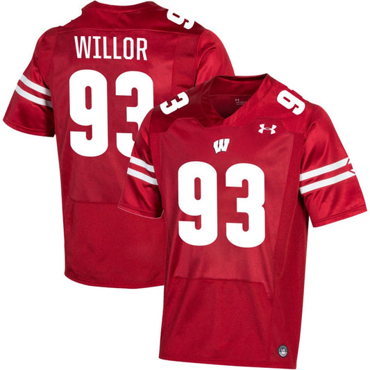 Ernest Willor Men's Under Armour Red Wisconsin Badgers Pick-A-Player NIL Replica Football Jersey