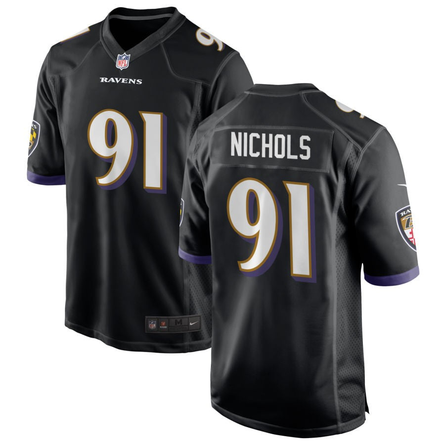 Rayshad Nichols Men's Nike Black Baltimore Ravens Alternate Custom Game Jersey