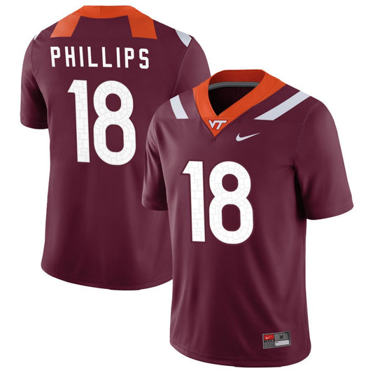 Mose Phillips Men's Nike Maroon Virginia Tech Hokies Pick-A-Player NIL Replica Football Jersey