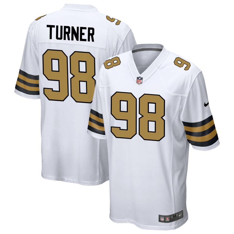 Payton Turner Men's Nike  White New Orleans Saints Alternate Custom Game Jersey