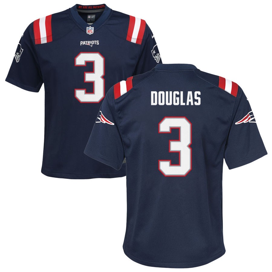 DeMario Douglas Youth Nike Navy New England Patriots Custom Game Jersey