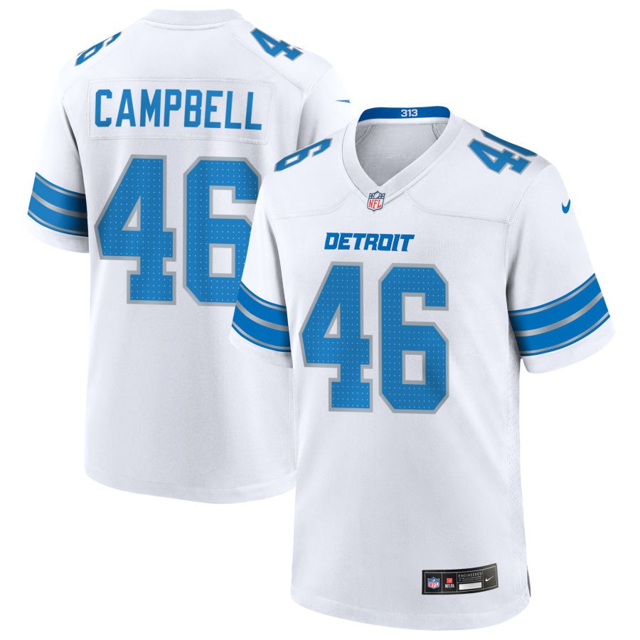 Jack Campbell Men's Nike  White Detroit Lions Custom Game Jersey