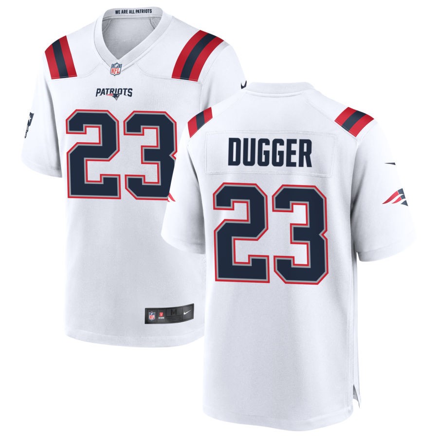 Kyle Dugger Men's Nike White New England Patriots Custom Game Jersey