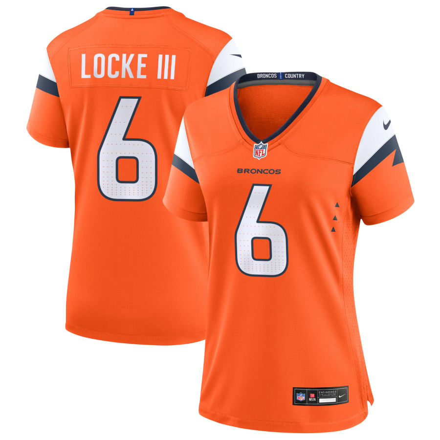 P.J. Locke III Women's Nike  Orange Denver Broncos Custom Game Jersey