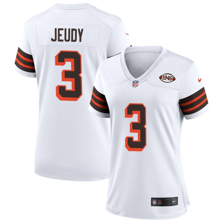 Jerry Jeudy Women's Nike White Cleveland Browns 1946 Collection Alternate Custom Jersey