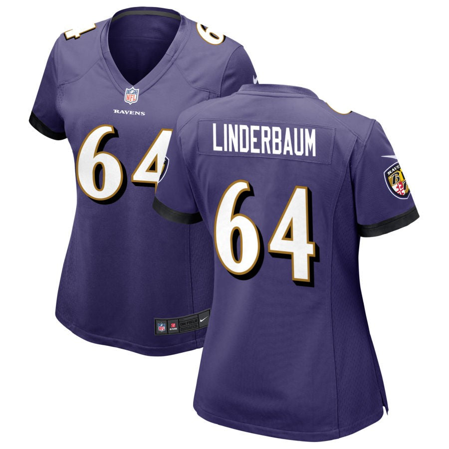 Tyler Linderbaum Women's Nike Purple Baltimore Ravens Custom Game Jersey