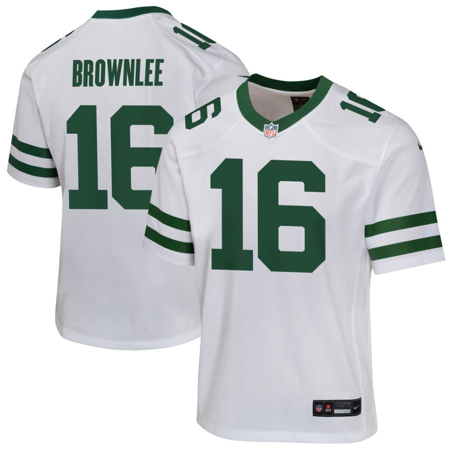 Jason Brownlee Youth Nike  Legacy White New York Jets Custom Game Jersey