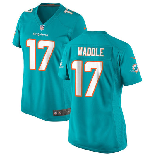 Jaylen Waddle Women's Nike Aqua Miami Dolphins Custom Game Jersey