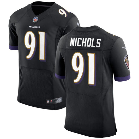 Rayshad Nichols Men's Nike Black Baltimore Ravens Speed Machine Elite Custom Jersey