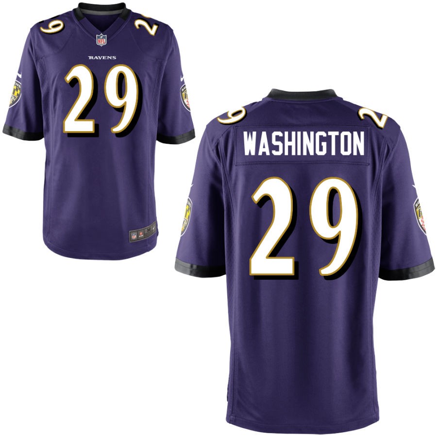 Ar'Darius Washington Youth Nike Purple Baltimore Ravens Custom Game Jersey