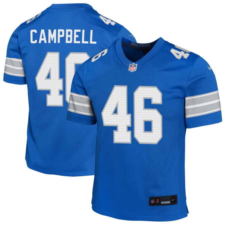 Jack Campbell Youth Nike Blue Detroit Lions Custom Game Jersey