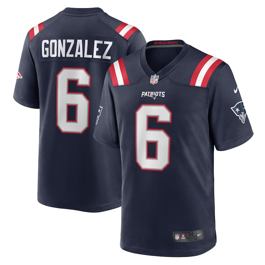 Christian Gonzalez New England Patriots Nike Team Game Jersey - Navy