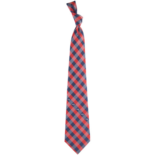 New England Patriots Woven Checkered Tie - Navy Blue/Red