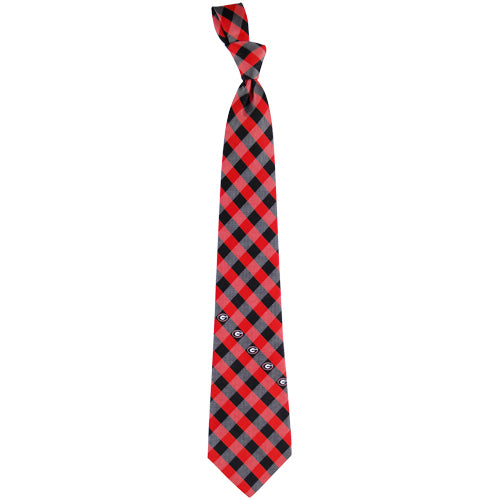 Georgia Bulldogs Woven Checkered Tie - Black/Red