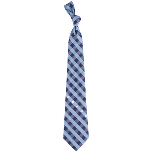 North Carolina Tar Heels (UNC) Woven Checkered Tie - Carolina Blue/Navy Blue