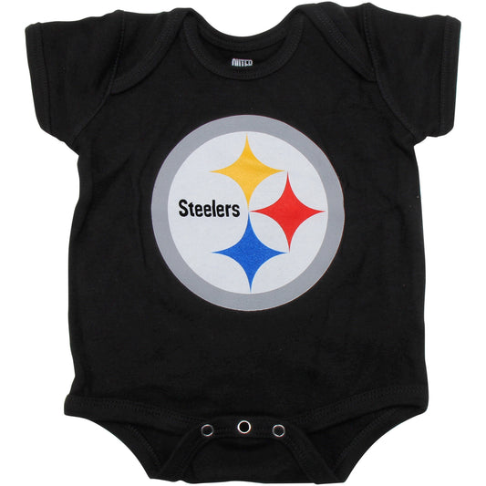 Newborn Black Pittsburgh Steelers Team Logo Bodysuit