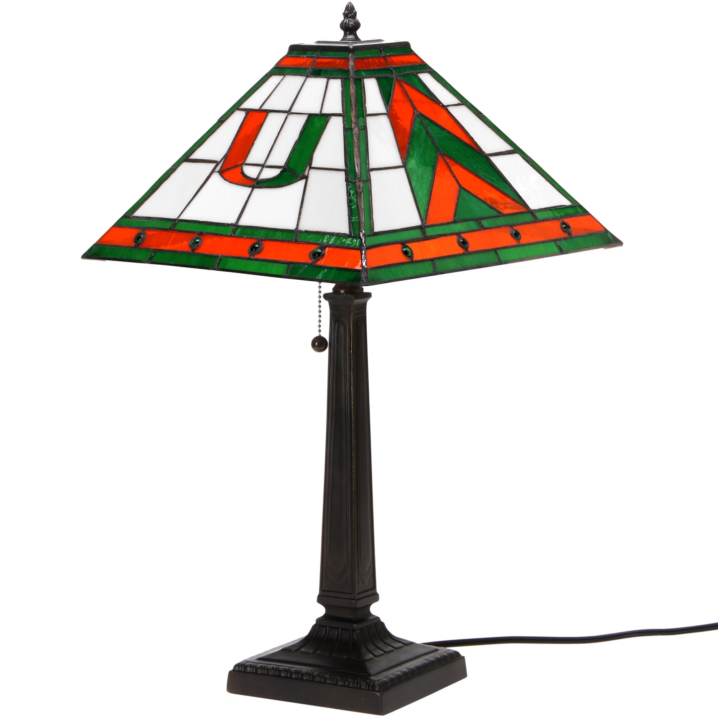 Miami Hurricanes 23" Mission Tiffany Table Lamp