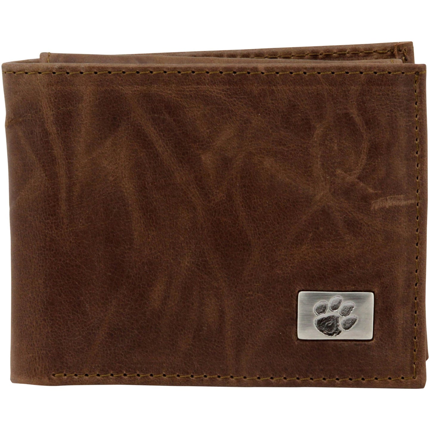 Clemson Tigers Leather Billfold with Concho - Brown