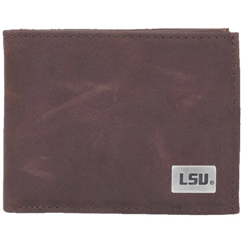 LSU Tigers Leather Billfold with Concho - Brown