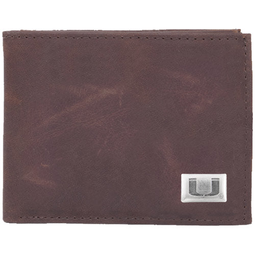 Miami Hurricanes Leather Billfold with Concho