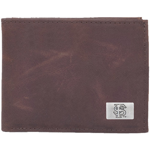 Florida State Seminoles (FSU) Leather Billfold with Concho - Brown