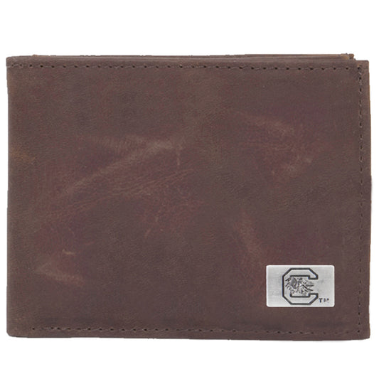 South Carolina Gamecocks Leather Billfold with Concho - Brown