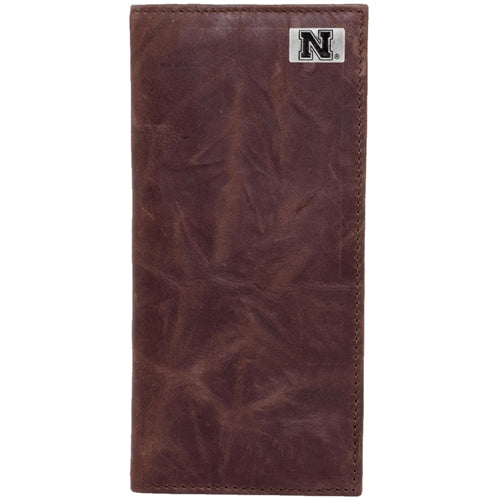 Nebraska Huskers Leather Secretary Wallet with Concho - Brown