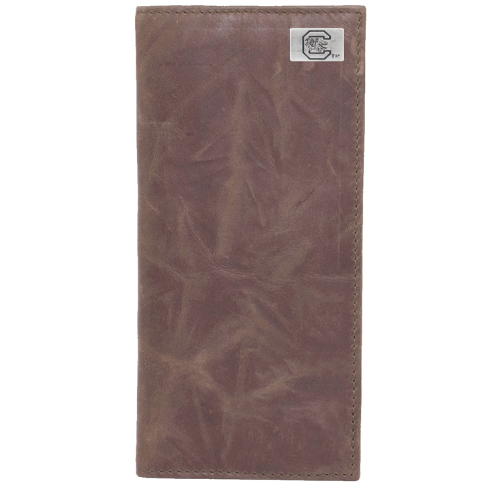 South Carolina Gamecocks Leather Secretary Wallet with Concho - Brown