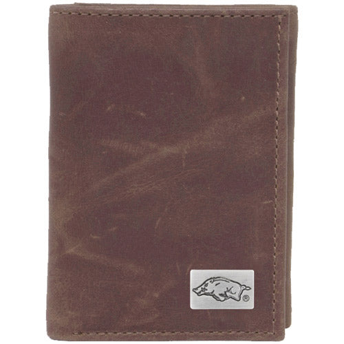 Arkansas Razorbacks Leather Trifold Wallet with Concho