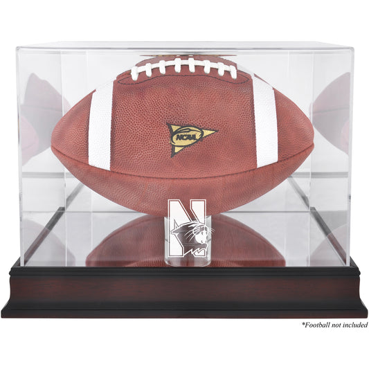 Northwestern Wildcats Mahogany Base Logo Football Display Case with Mirror Back