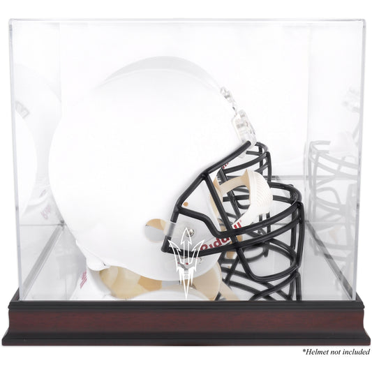 Arizona State Sun Devils Mahogany Base Team Logo Helmet Display Case with Mirrored Back