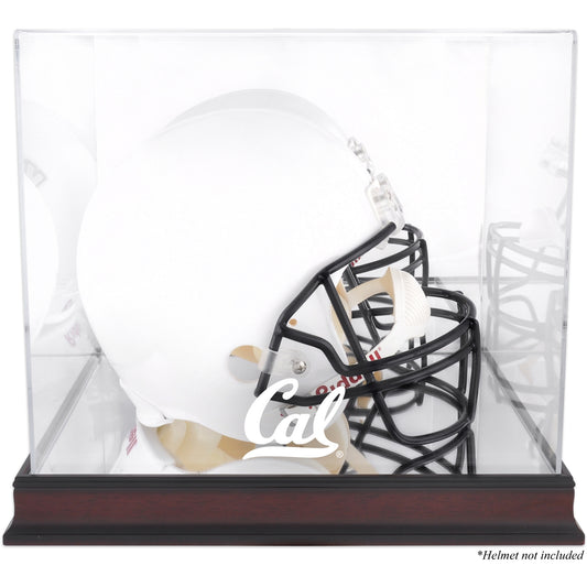 Cal Bears Mahogany Base Team Logo Helmet Display Case with Mirrored Back