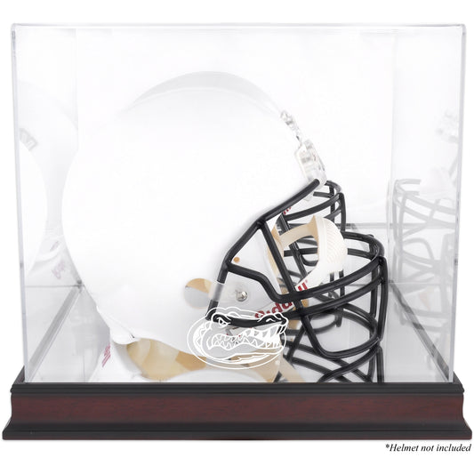 Florida Gators Mahogany Base Team Logo Helmet Display Case with Mirrored Back
