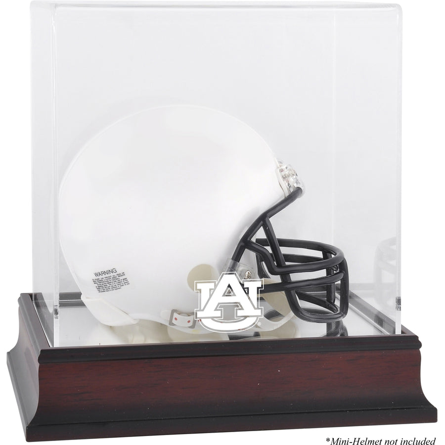 Auburn Tigers Mahogany Logo Mini Helmet Display Case with Mirror Back