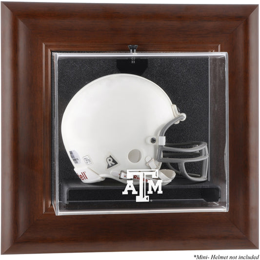 Texas A&M Aggies Brown Framed Wall-Mountable Mini Helmet Display Case