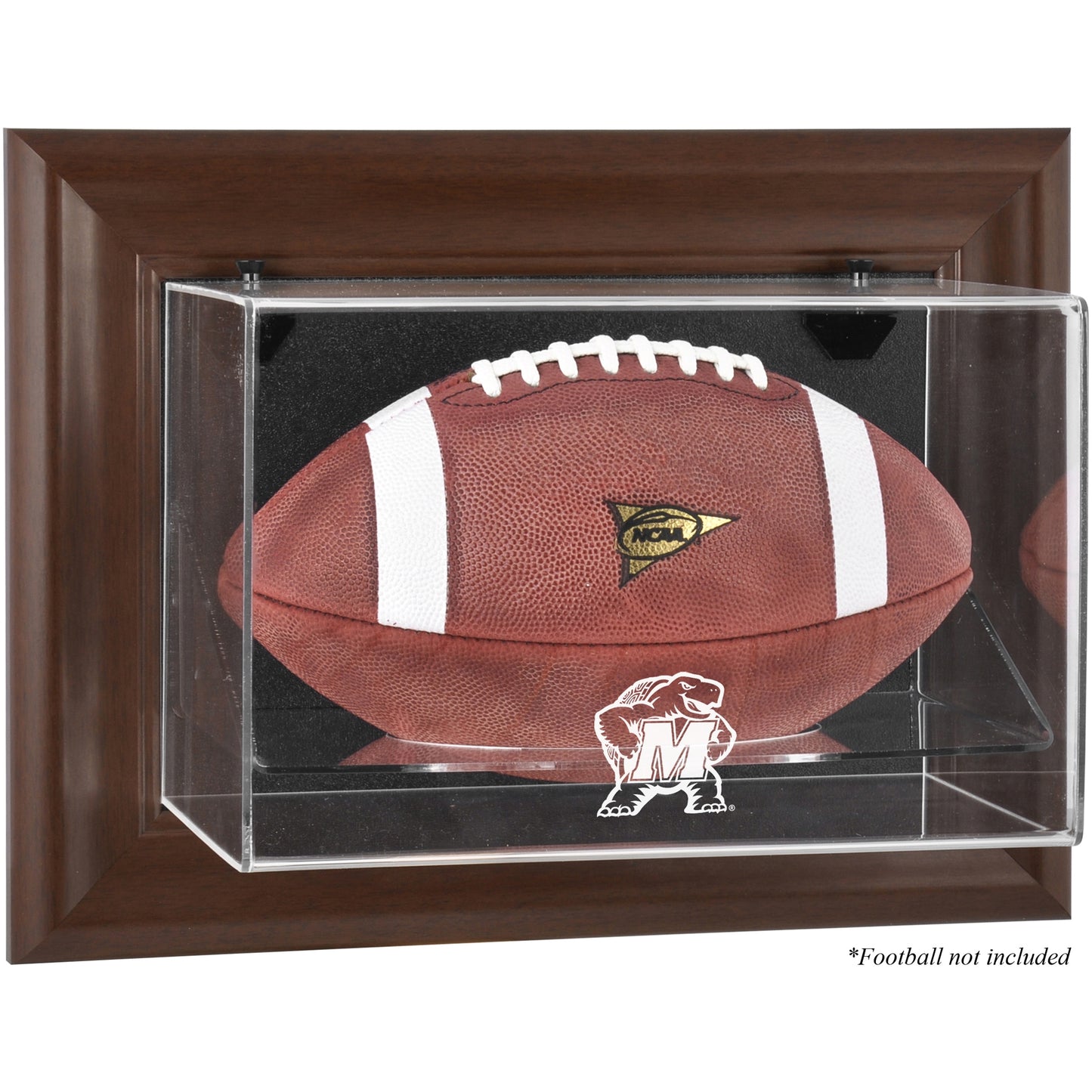 Maryland Terrapins Brown Framed Wall-Mountable Football Display Case