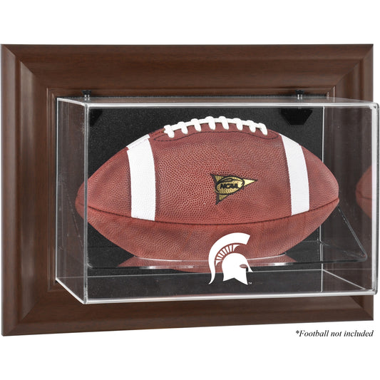 Michigan State Spartans Brown Framed Wall-Mountable Football Display Case