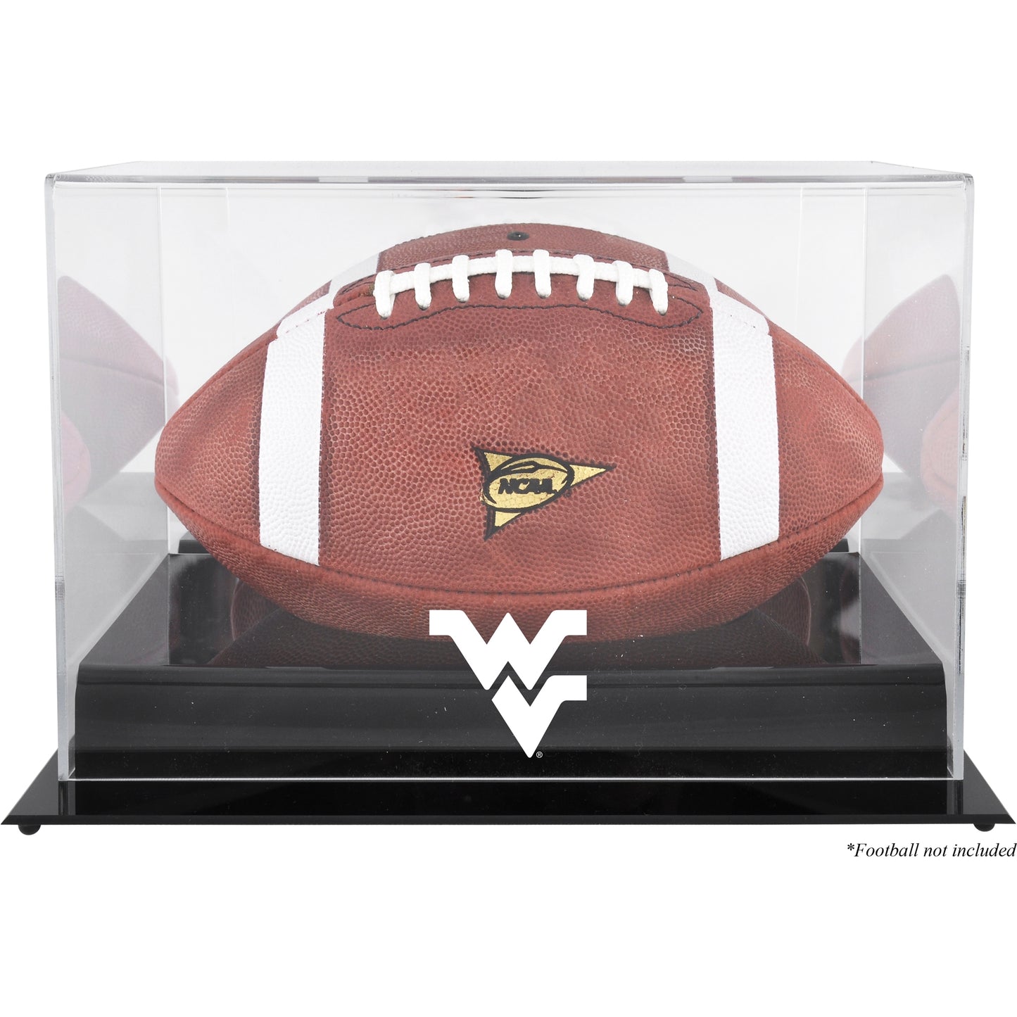 West Virginia Mountaineers Black Base Team Logo Football Display Case with Mirror Back