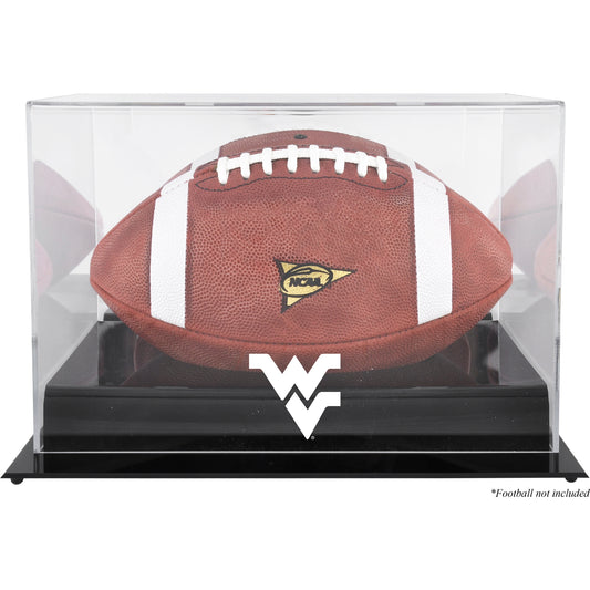 West Virginia Mountaineers Black Base Team Logo Football Display Case with Mirror Back