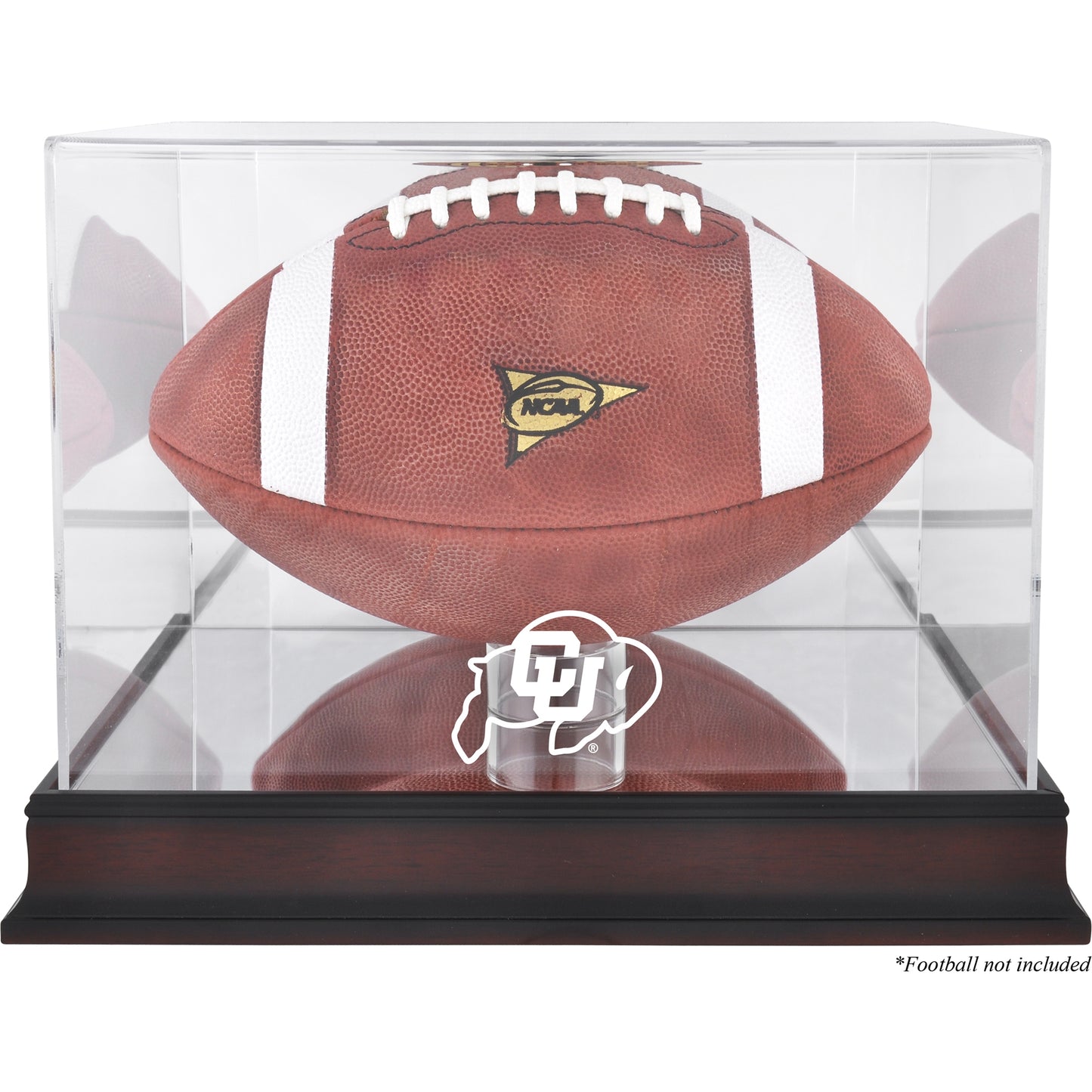 Colorado Buffaloes Mahogany Base Logo Football Display Case with Mirror Back