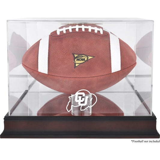 Colorado Buffaloes Mahogany Base Logo Football Display Case with Mirror Back